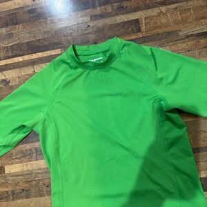 O'Rageous Boys L UPF 50‎ Green Rash Guard Shirt Swim Top Short Sleeve